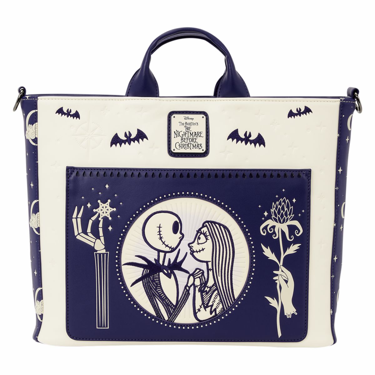 The Nightmare Before Christmas Jack Skellington & Sally Night Sky Convertible Backpack and Tote Crossbody Bag