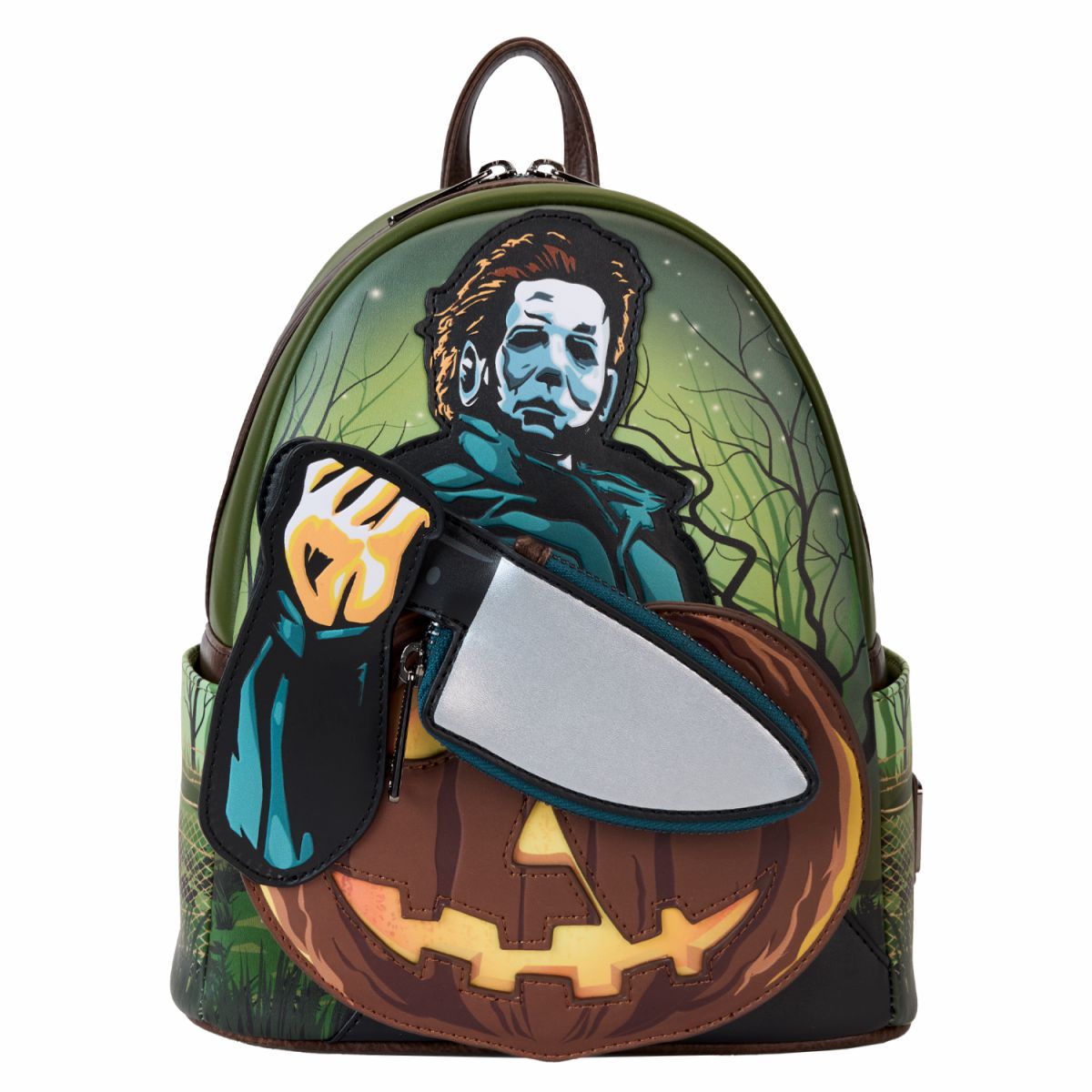 Halloween Michael Myers Pumpkin Glow Mini Backpack With Coin Bag