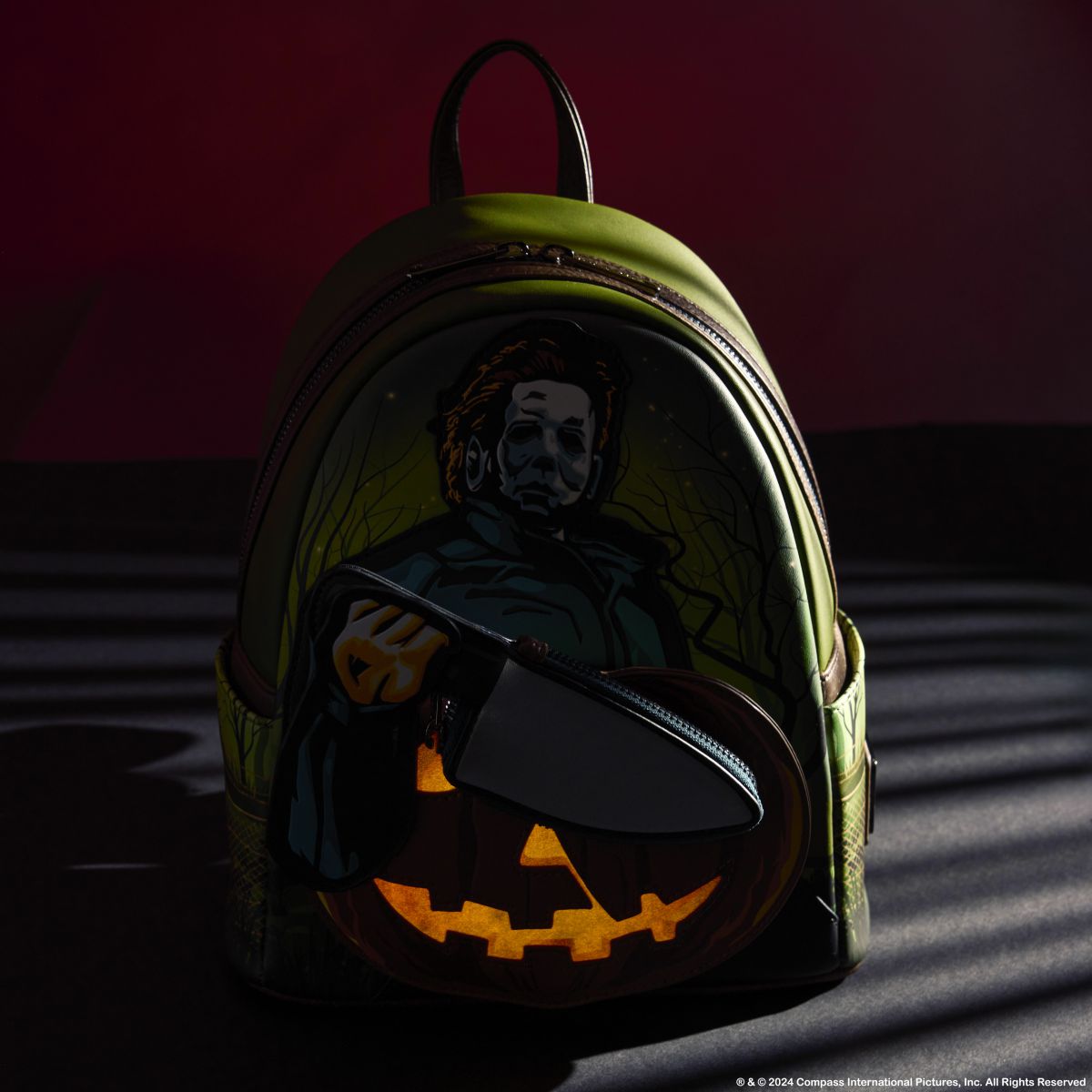Halloween Michael Myers Pumpkin Glow Mini Backpack With Coin Bag