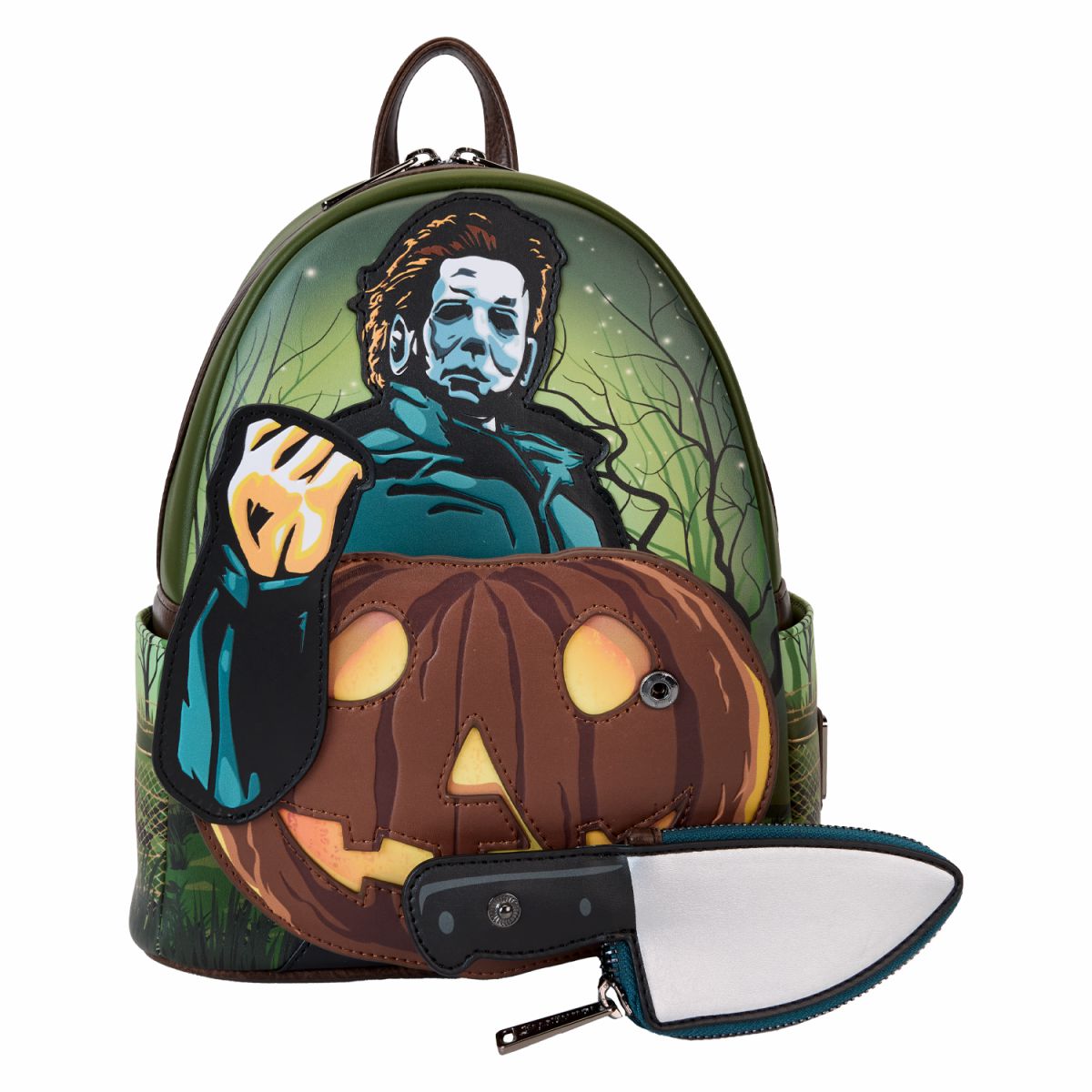 Halloween Michael Myers Pumpkin Glow Mini Backpack With Coin Bag