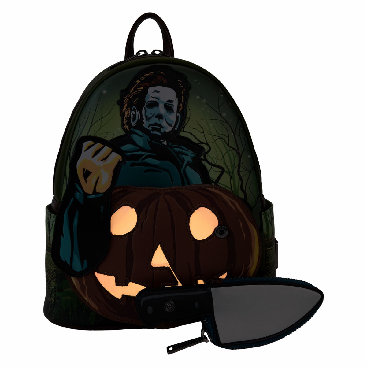 Halloween Michael Myers Pumpkin Glow Mini Backpack With Coin Bag