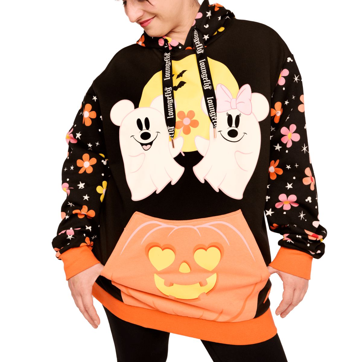 Mickey & Minnie Floral Ghost Glow Unisex Hoodie