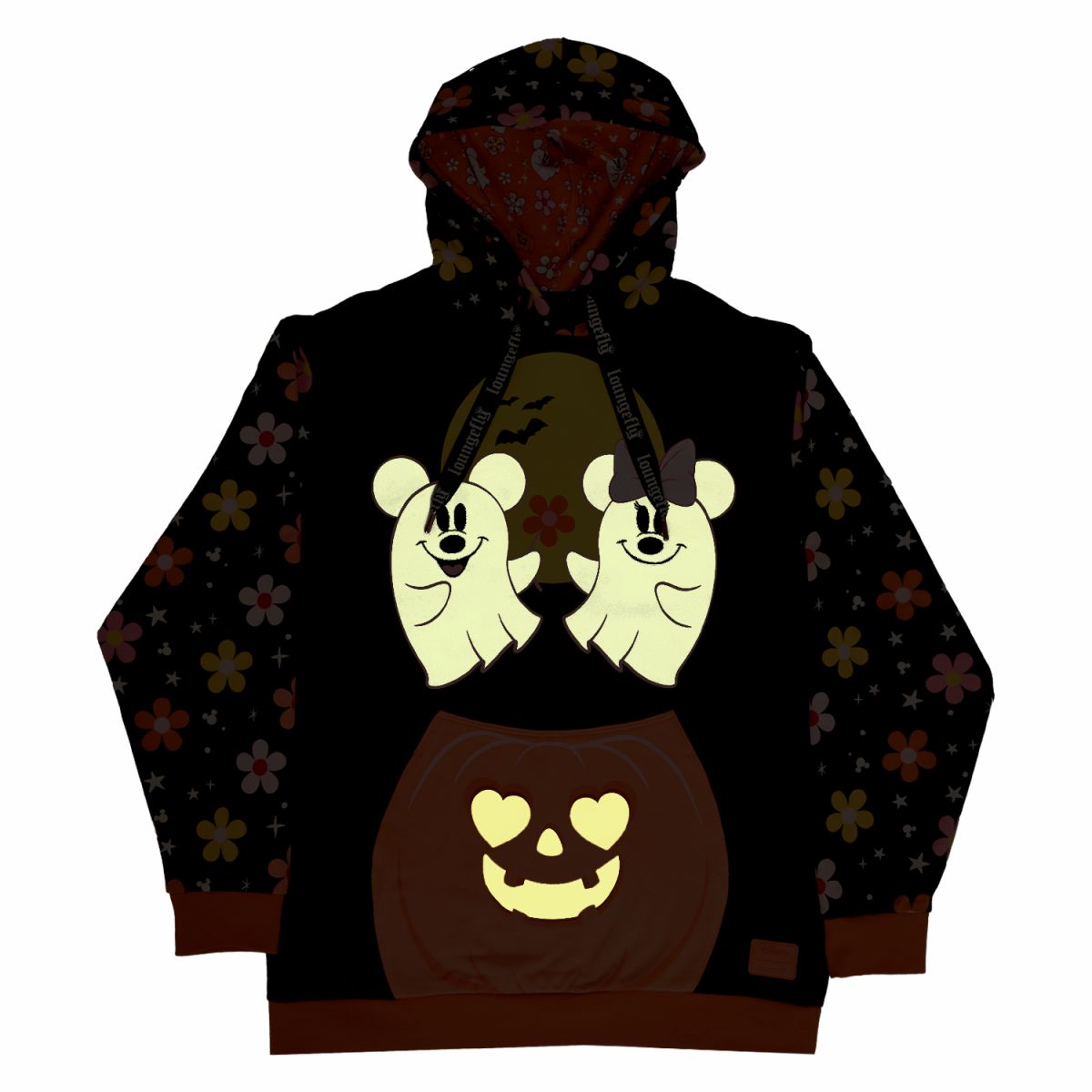 Mickey & Minnie Floral Ghost Glow Unisex Hoodie