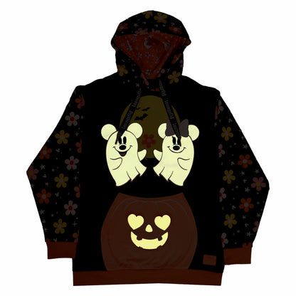 Mickey & Minnie Floral Ghost Glow Unisex Hoodie