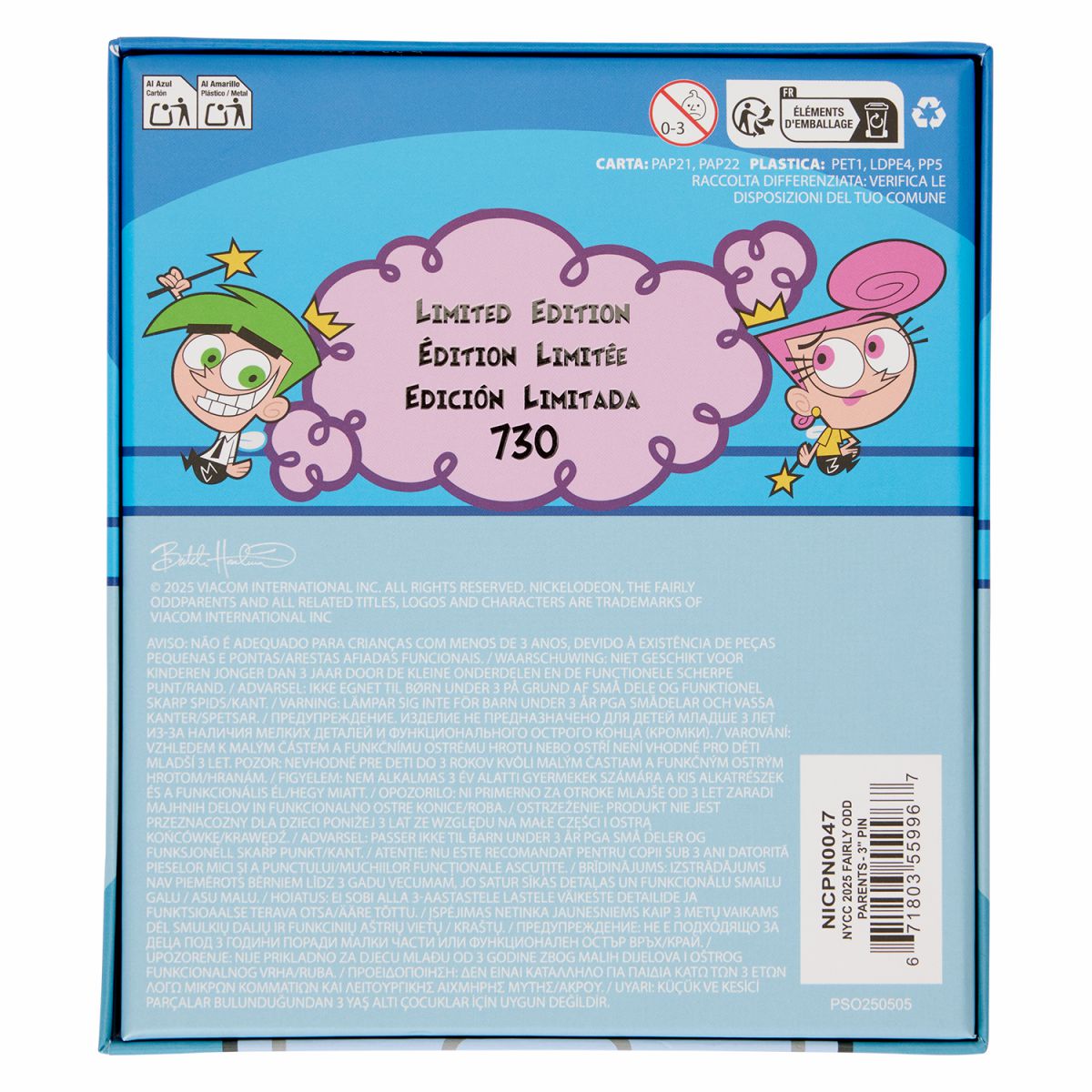 NYCC Limited Edition The Fairly OddParents Lenticular 3" Collector Box Pin