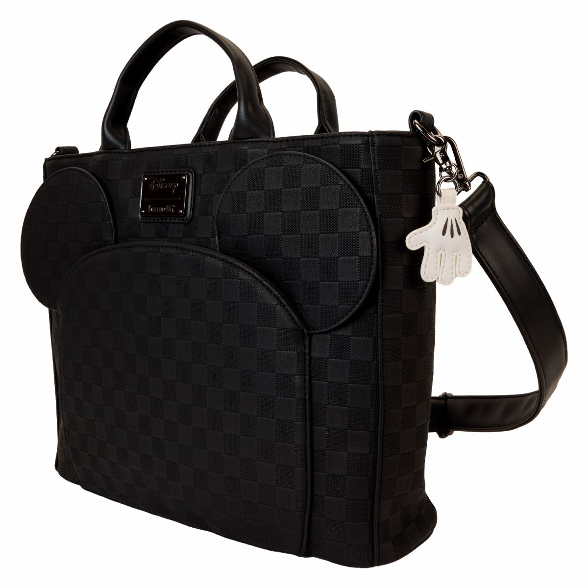 Mickey Mouse Checkered Texture Convertible Backpack & Tote Crossbody Bag