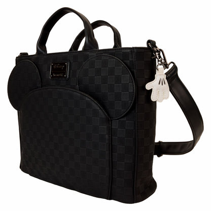 Mickey Mouse Checkered Texture Convertible Backpack & Tote Crossbody Bag