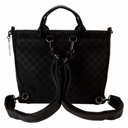 Mickey Mouse Checkered Texture Convertible Backpack & Tote Crossbody Bag