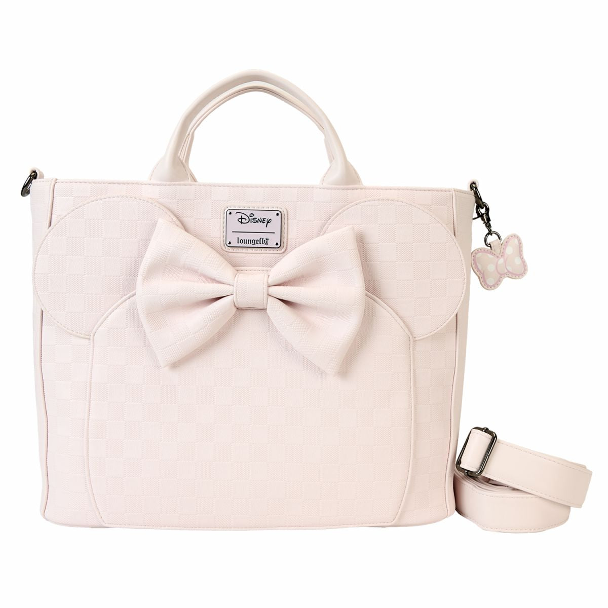 Minnie Mouse Checkered Texture Convertible Backpack & Tote Crossbody Bag