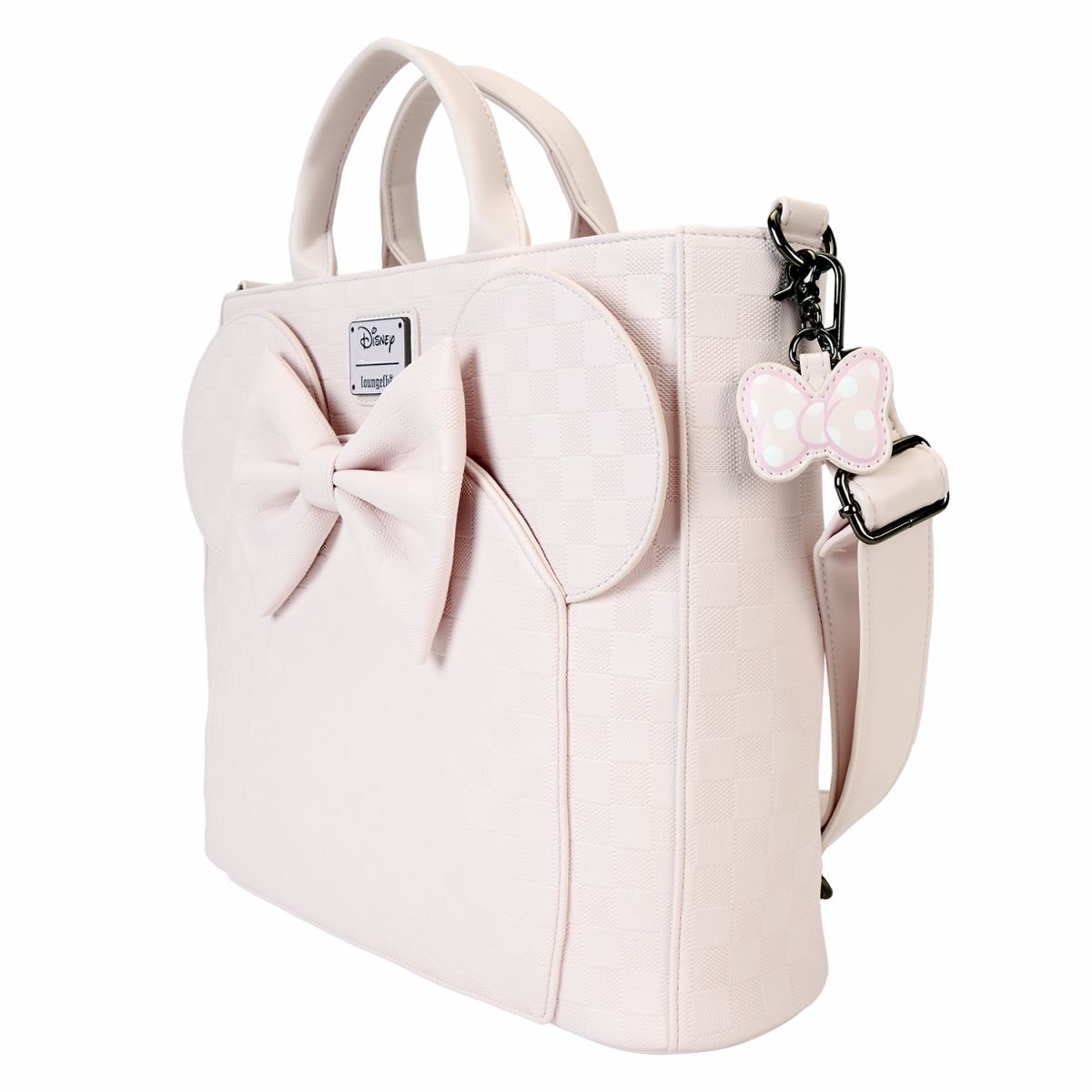Minnie Mouse Checkered Texture Convertible Backpack & Tote Crossbody Bag