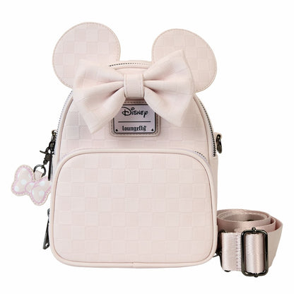 Minnie Mouse Checkered Texture Convertible Mini Backpack & Crossbody Bag