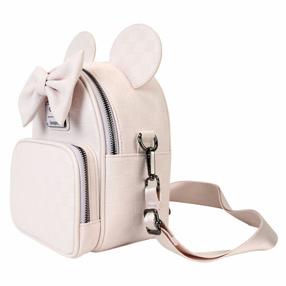 Minnie Mouse Checkered Texture Convertible Mini Backpack & Crossbody Bag