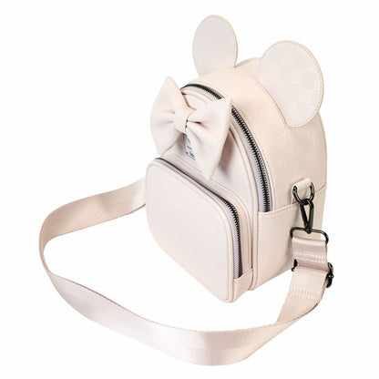 Minnie Mouse Checkered Texture Convertible Mini Backpack & Crossbody Bag