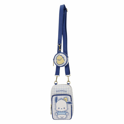 Sanrio Pochacco Gingham Cell Phone Crossbody Bag with Coin Bag
