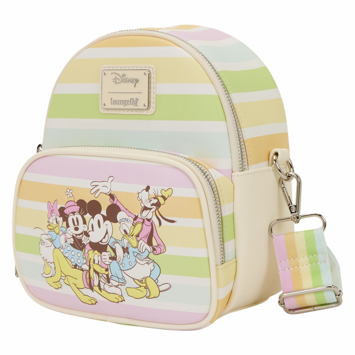 Mickey & Friends Rainbow Stripes Convertible Mini Backpack & Crossbody Bag