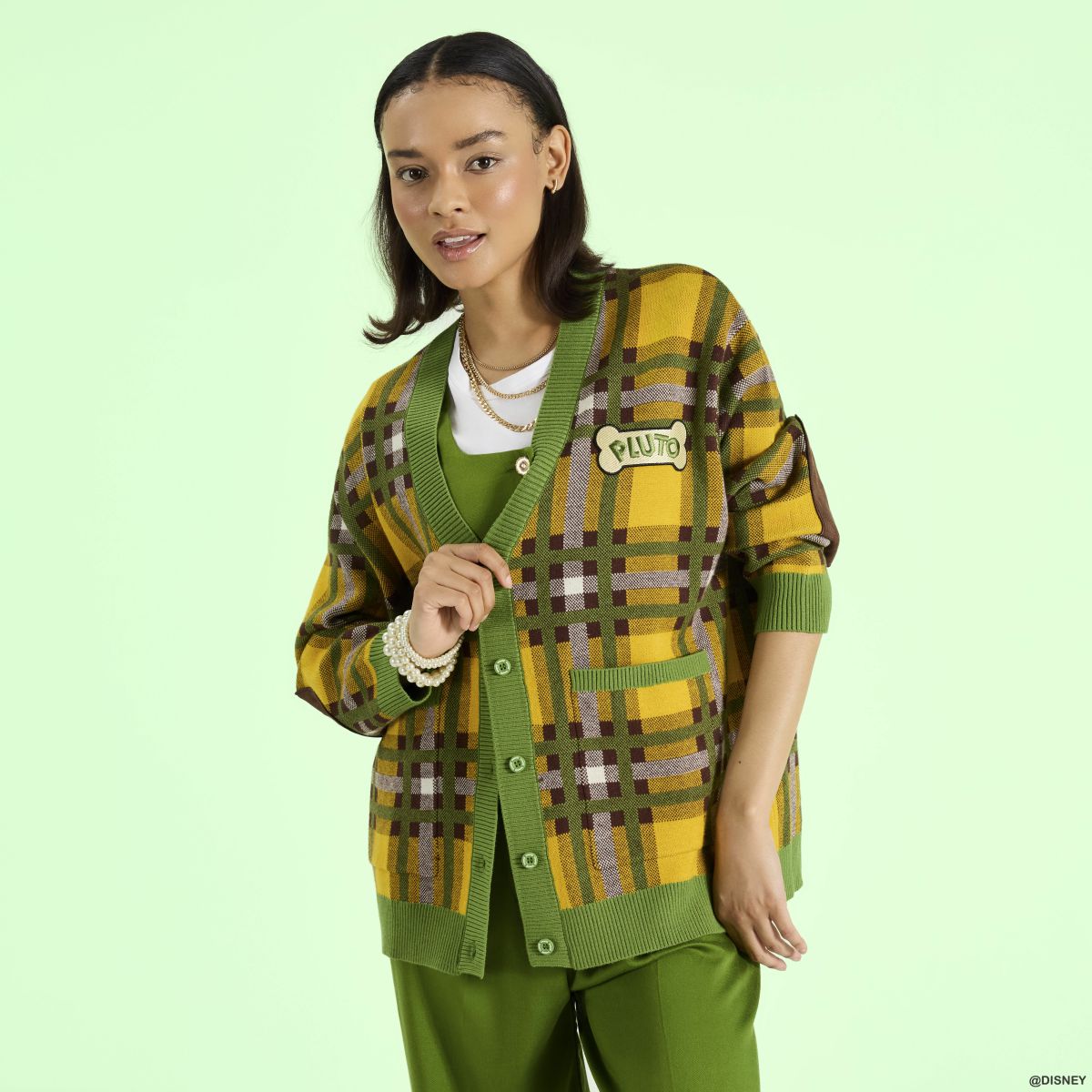 Pluto 95th Anniversary Plaid Knit Cardigan