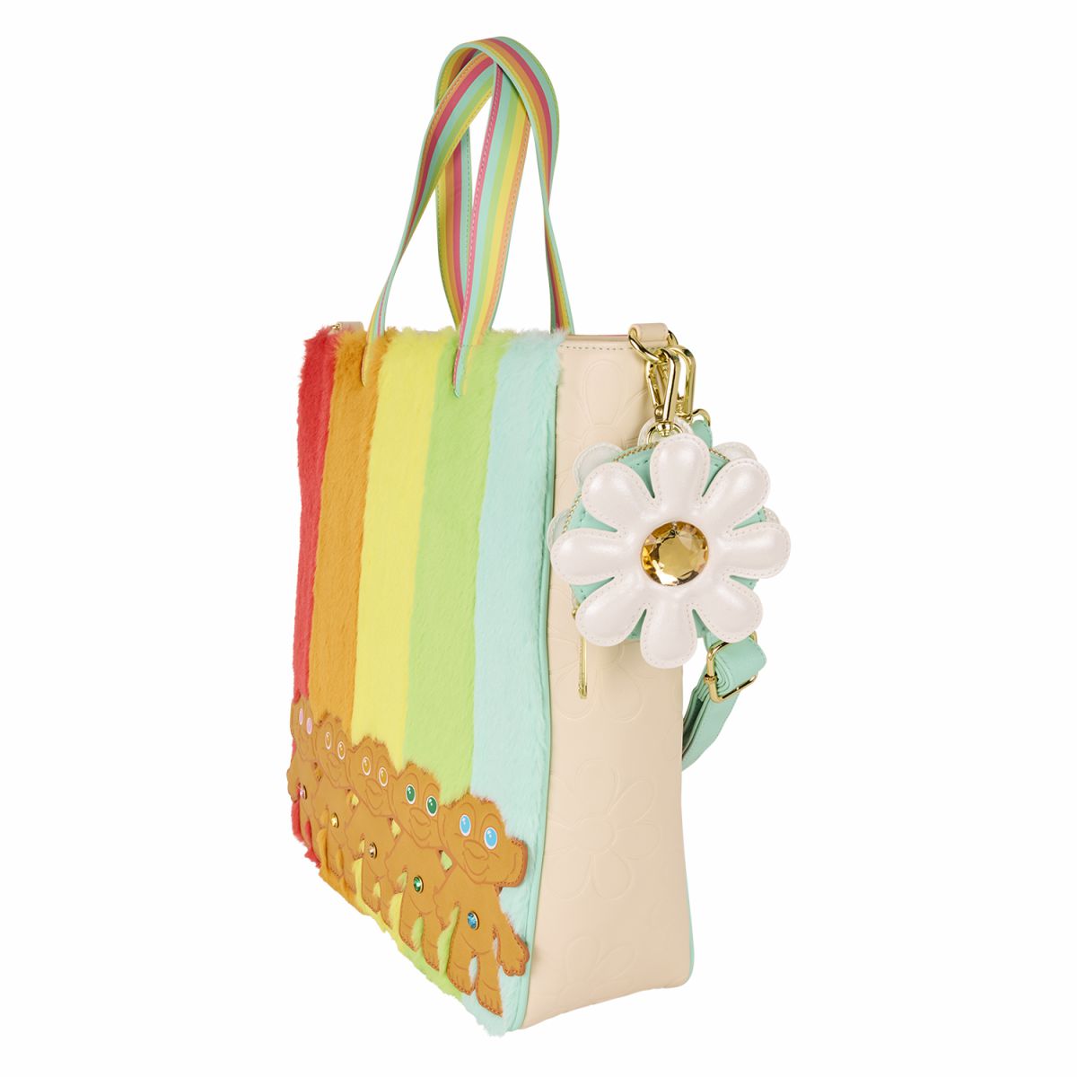 Classic Good Luck Trolls Plush Glitter Tote Crossbody Bag with Coin Bag