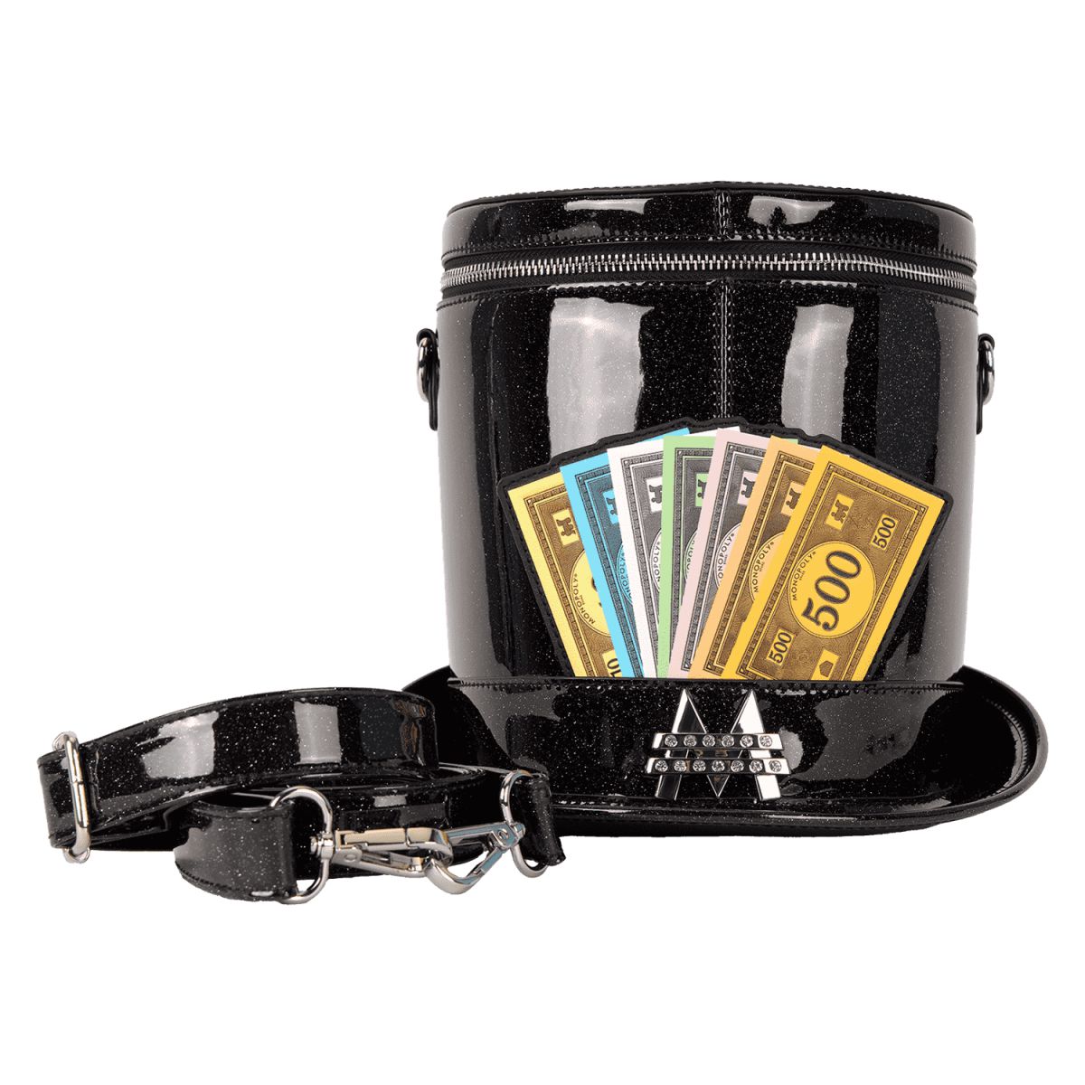 Monopoly 90th Anniversary Top Hat Glitter Figural Crossbody Bag