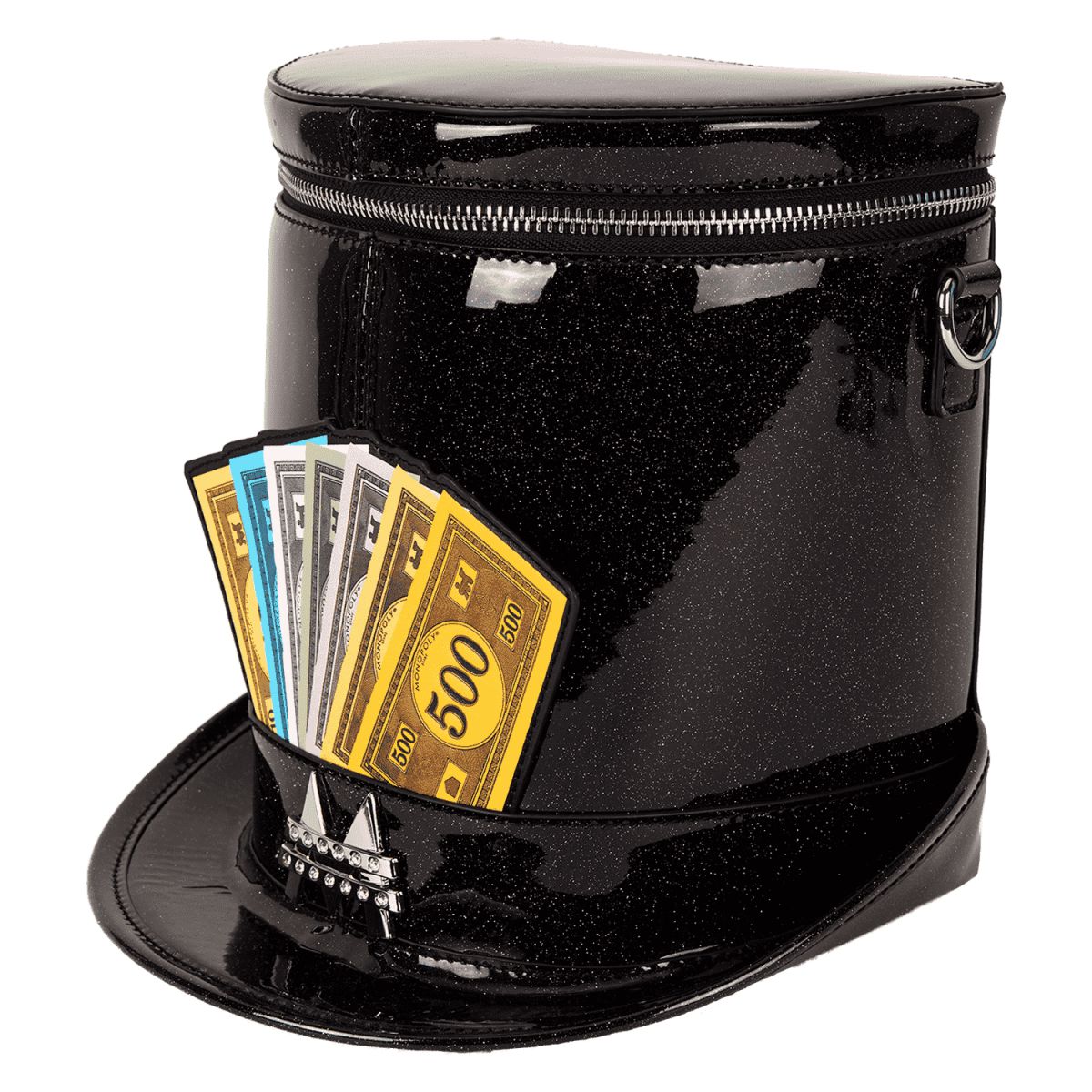 Monopoly 90th Anniversary Top Hat Glitter Figural Crossbody Bag