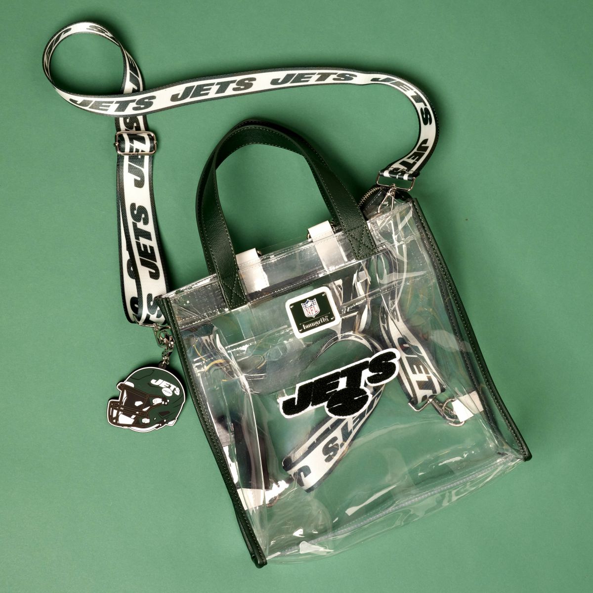 NFL New York Jets Clear Convertible Backpack & Tote Crossbody Stadium Bag