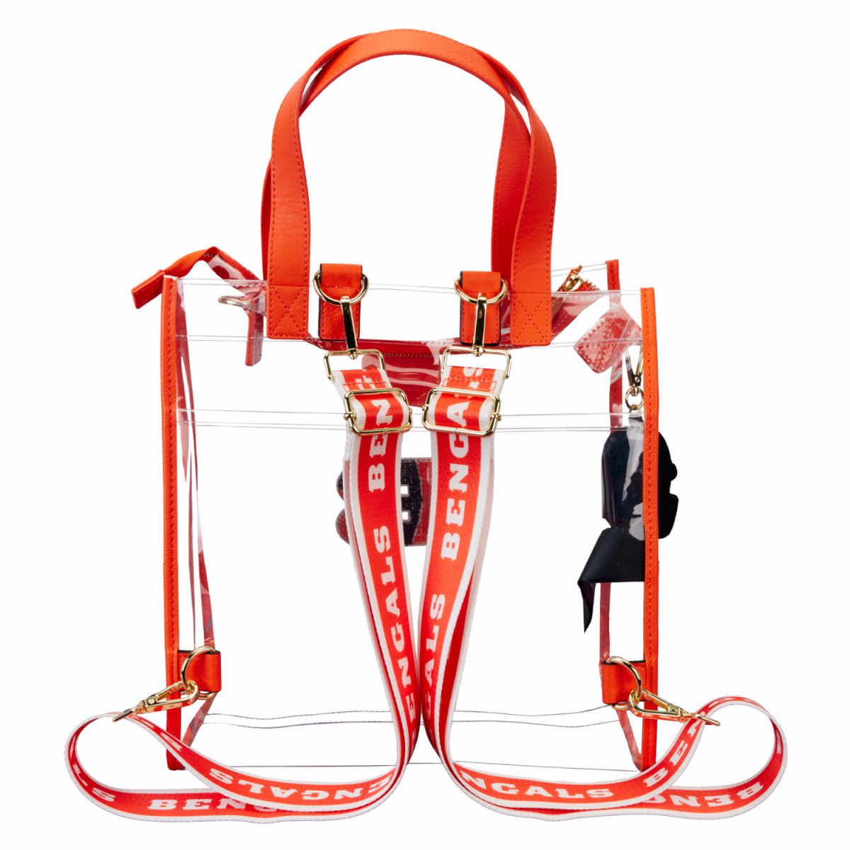 NFL Cincinnati Bengals Clear Convertible Backpack & Tote Crossbody Stadium Bag