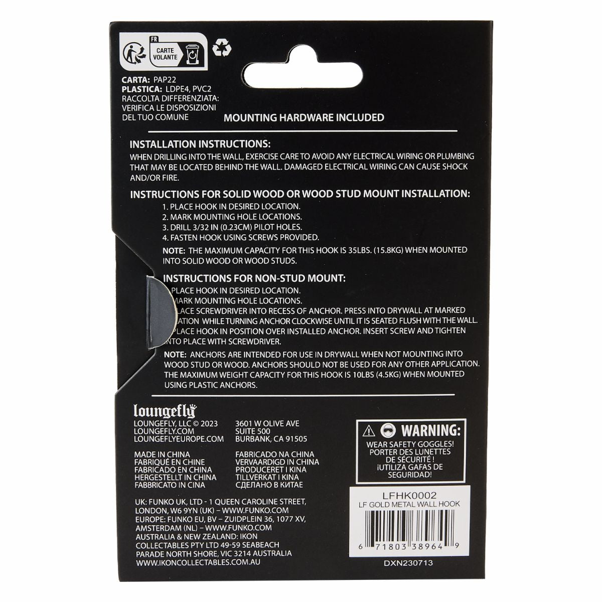 Loungefly Gold Metal Display Wall Hook