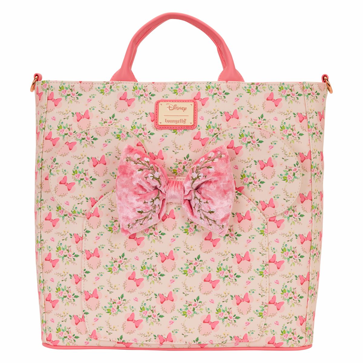Minnie Mouse Floral All-Over Print Convertible Backpack & Tote Crossbody Bag