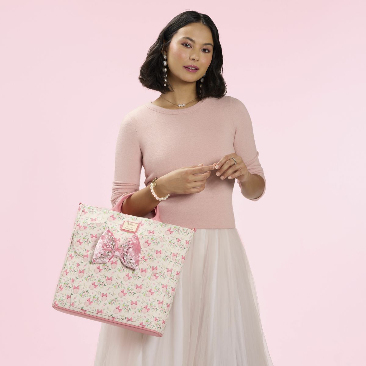 Minnie Mouse Floral All-Over Print Convertible Backpack & Tote Crossbody Bag