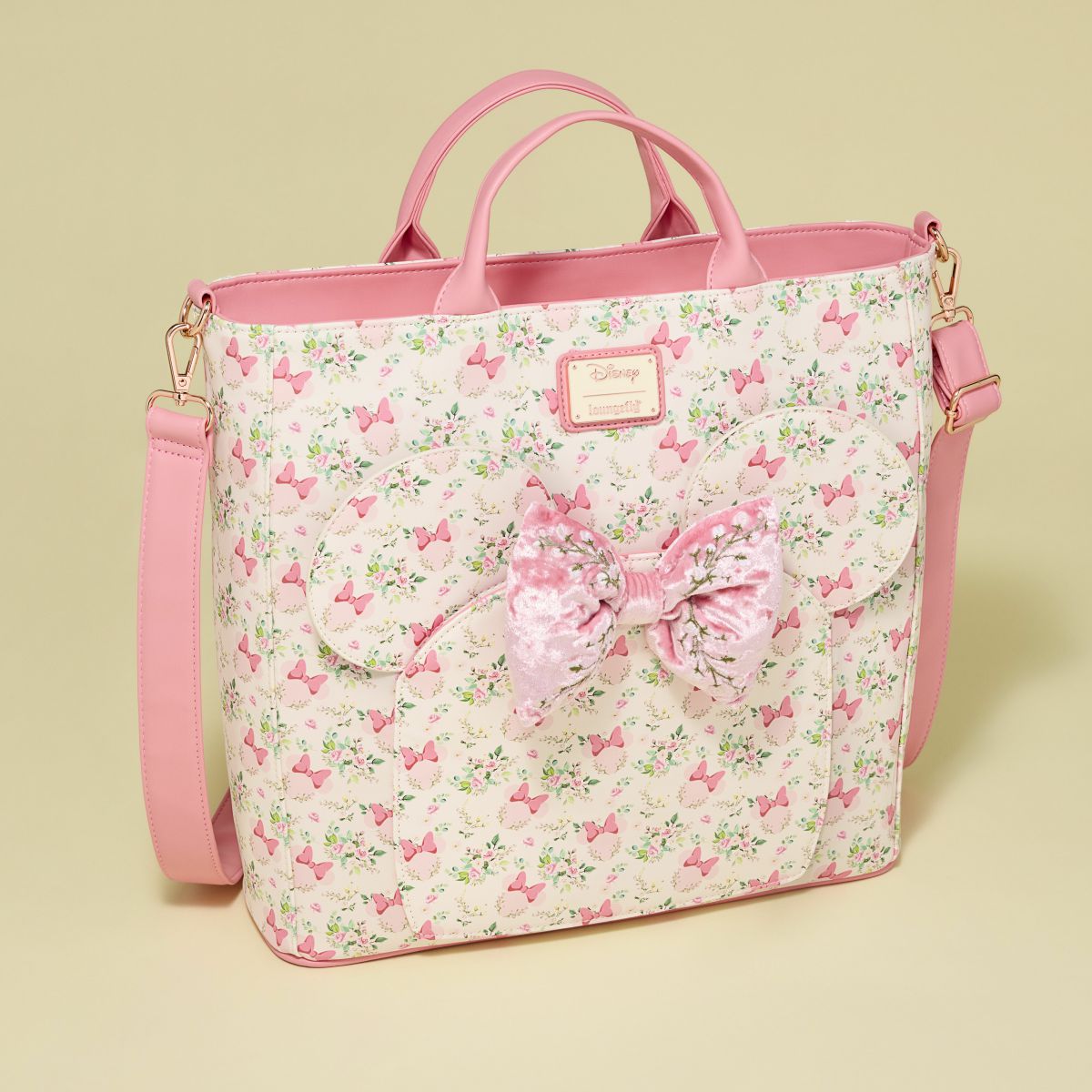 Minnie Mouse Floral All-Over Print Convertible Backpack & Tote Crossbody Bag