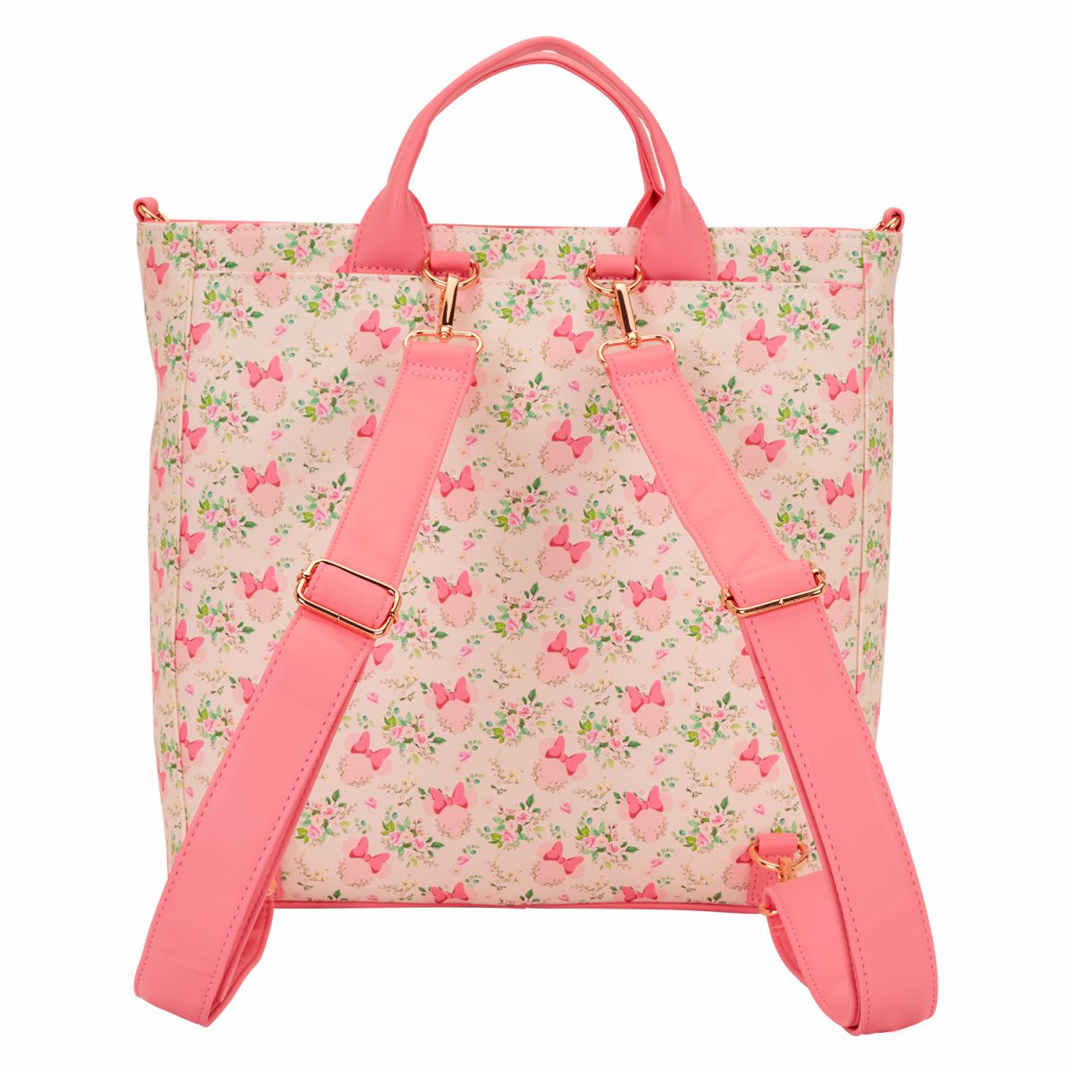 Minnie Mouse Floral All-Over Print Convertible Backpack & Tote Crossbody Bag