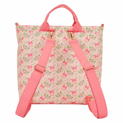 Minnie Mouse Floral All-Over Print Convertible Backpack & Tote Crossbody Bag