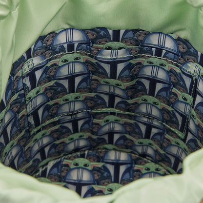 The Mandalorian Grogu & Anzellan Drawstring Bucket Crossbody Bag with Coin Bag