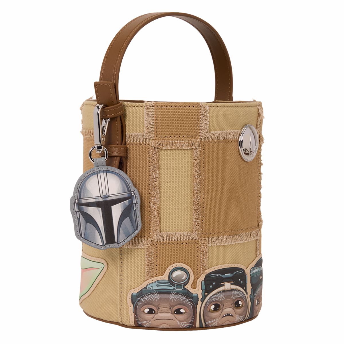 The Mandalorian Grogu & Anzellan Drawstring Bucket Crossbody Bag with Coin Bag