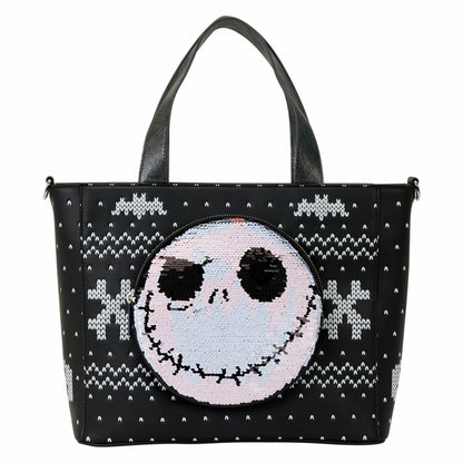 The Nightmare Before Christmas Jack Skellington Reversible Sequins Tote Crossbody Bag with Coin Bag