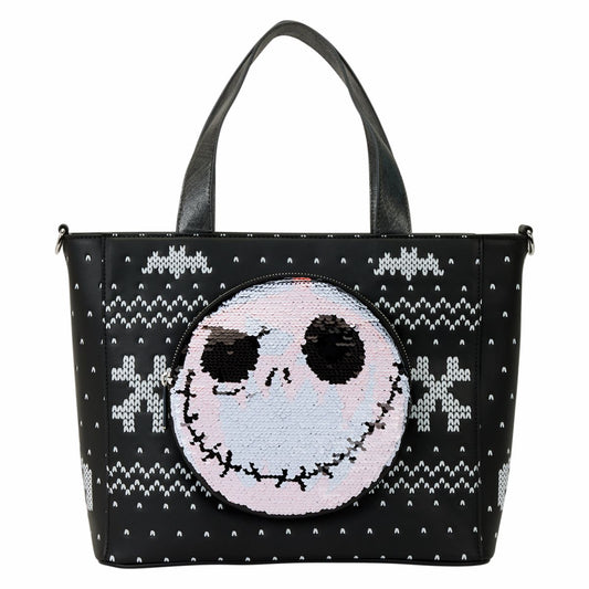 The Nightmare Before Christmas Jack Skellington Reversible Sequins Tote Crossbody Bag with Coin Bag