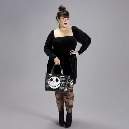 The Nightmare Before Christmas Jack Skellington Reversible Sequins Tote Crossbody Bag with Coin Bag