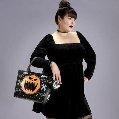 The Nightmare Before Christmas Jack Skellington Reversible Sequins Tote Crossbody Bag with Coin Bag