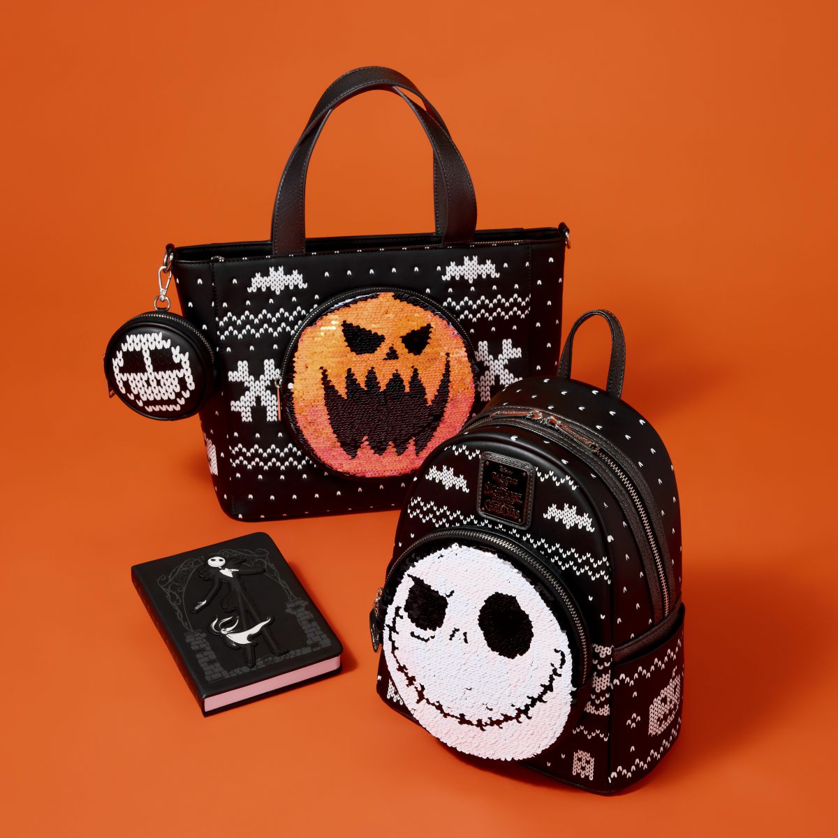 The Nightmare Before Christmas Jack Skellington Reversible Sequins Tote Crossbody Bag with Coin Bag