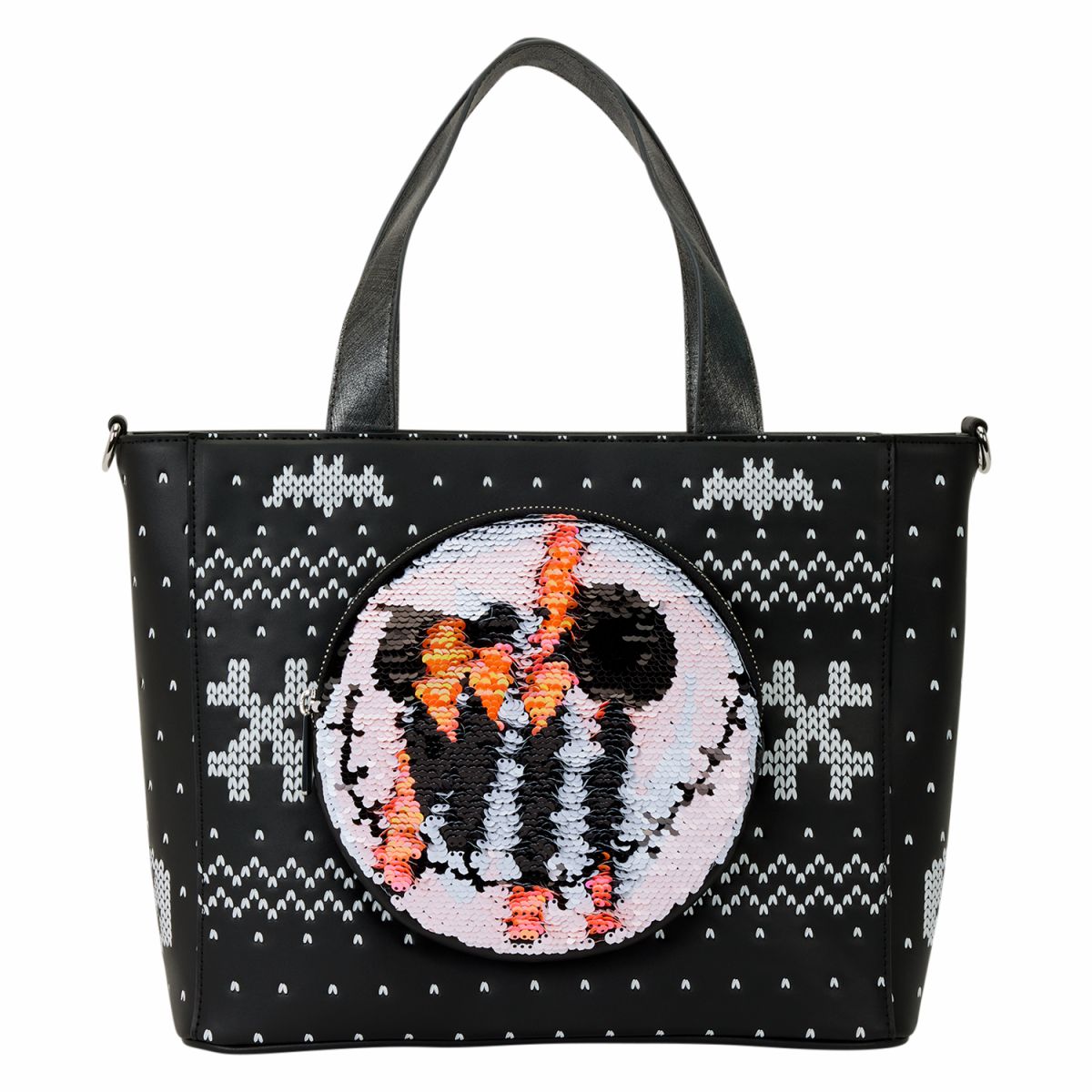 The Nightmare Before Christmas Jack Skellington Reversible Sequins Tote Crossbody Bag with Coin Bag