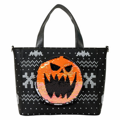 The Nightmare Before Christmas Jack Skellington Reversible Sequins Tote Crossbody Bag with Coin Bag