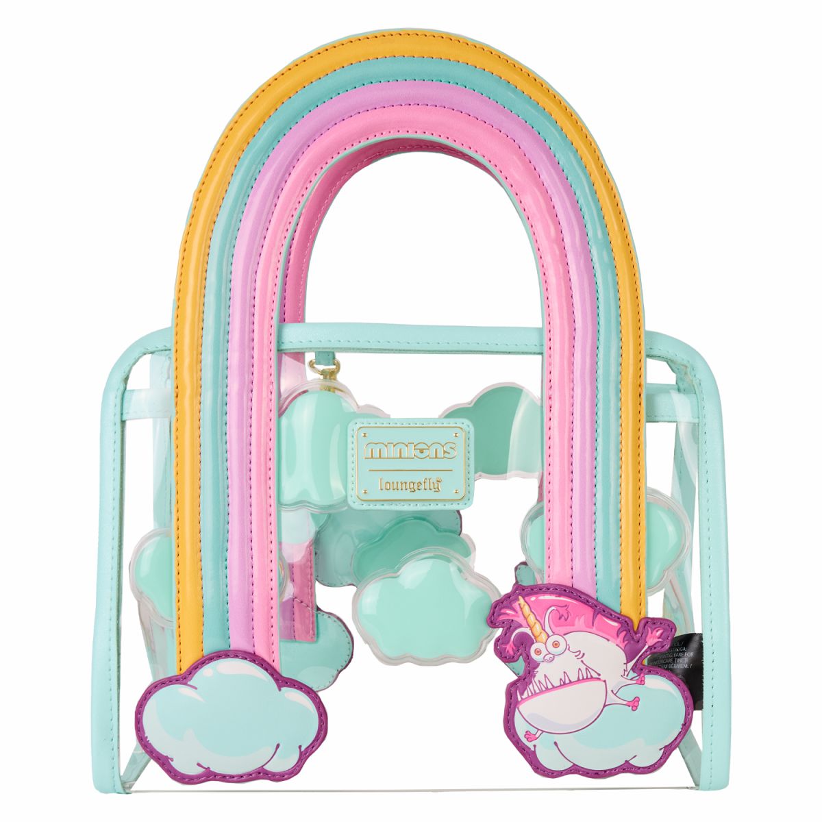 Minions Fluffy Unicorn Rainbow Clear Mini Tote Crossbody Bag