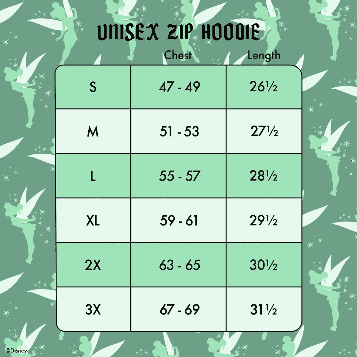 Peter Pan Tinker Bell Ribbon Unisex Zip Up Hoodie
